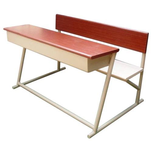 Premium Two Seater School Desk Mild Steel Frame Brown Cream Beige Manufacturers, Suppliers in Bakhtiarpur