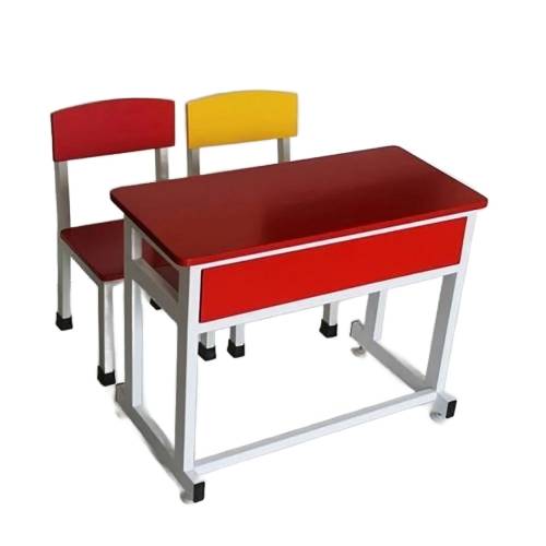 Two Seater Iron School Furniture Red and Yellow with PVC Backrest Manufacturers, Suppliers in Aluva